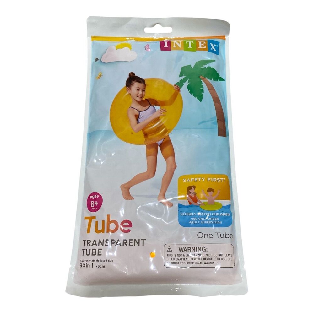 Intex Transparent Kids Swimming Intertube 30 Inch Orange